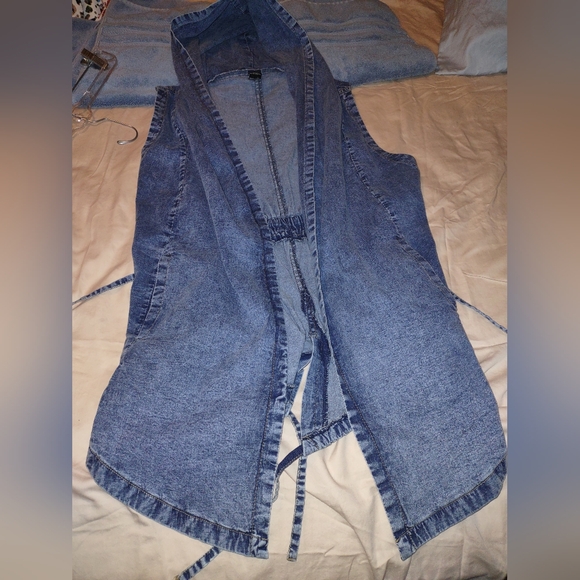 RedFox Ladies Denim Jean Sleeveless Hoodie - Picture 7 of 16